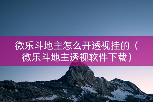 微乐斗地主怎么开透视挂的（微乐斗地主透视软件下载）