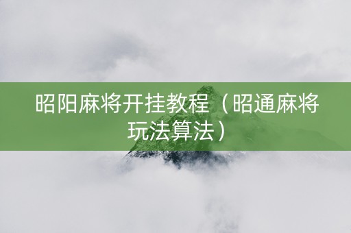 昭阳麻将开挂教程（昭通麻将玩法算法）