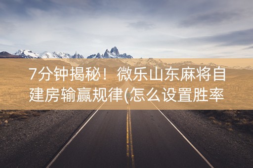 7分钟揭秘！微乐山东麻将自建房输赢规律(怎么设置胜率)