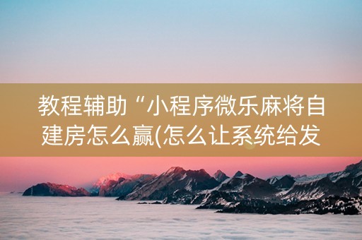 教程辅助“小程序微乐麻将自建房怎么赢(怎么让系统给发好牌)