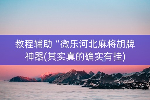 教程辅助“微乐河北麻将胡牌神器(其实真的确实有挂)