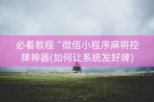 必看教程“微信小程序麻将控牌神器(如何让系统发好牌)
