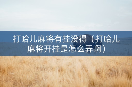 打哈儿麻将有挂没得（打哈儿麻将开挂是怎么弄啊）