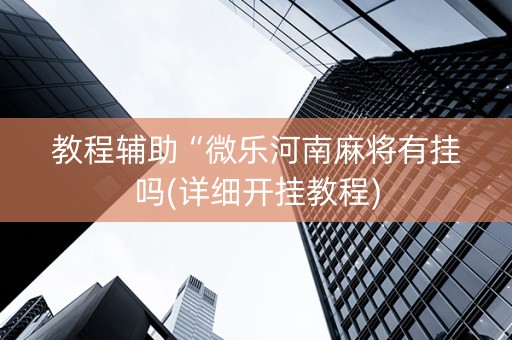 教程辅助“微乐河南麻将有挂吗(详细开挂教程)