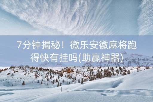 7分钟揭秘！微乐安徽麻将跑得快有挂吗(助赢神器)
