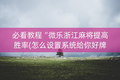必看教程“微乐浙江麻将提高胜率(怎么设置系统给你好牌)