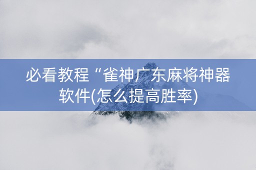 必看教程“雀神广东麻将神器软件(怎么提高胜率)