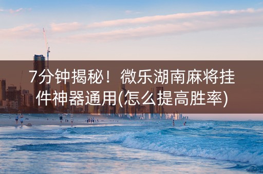7分钟揭秘！微乐湖南麻将挂件神器通用(怎么提高胜率)