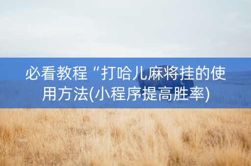 必看教程“打哈儿麻将挂的使用方法(小程序提高胜率)