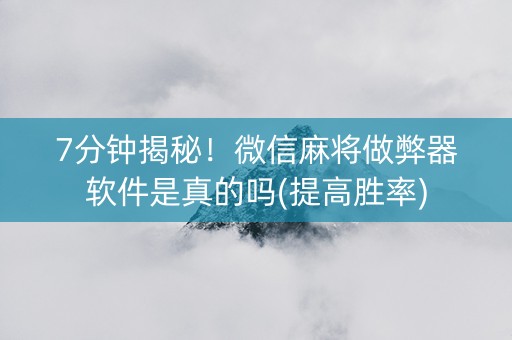 7分钟揭秘！微信麻将做弊器软件是真的吗(提高胜率)
