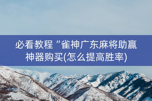 必看教程“雀神广东麻将助赢神器购买(怎么提高胜率)