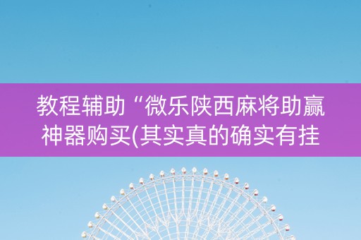教程辅助“微乐陕西麻将助赢神器购买(其实真的确实有挂)