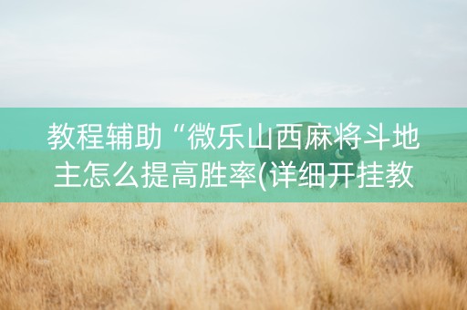教程辅助“微乐山西麻将斗地主怎么提高胜率(详细开挂教程)