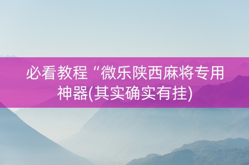 必看教程“微乐陕西麻将专用神器(其实确实有挂)