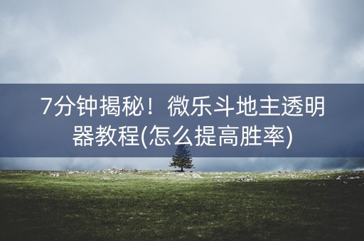 7分钟揭秘！微乐斗地主透明器教程(怎么提高胜率)