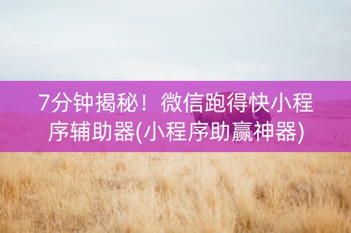 7分钟揭秘！微信跑得快小程序辅助器(小程序助赢神器)