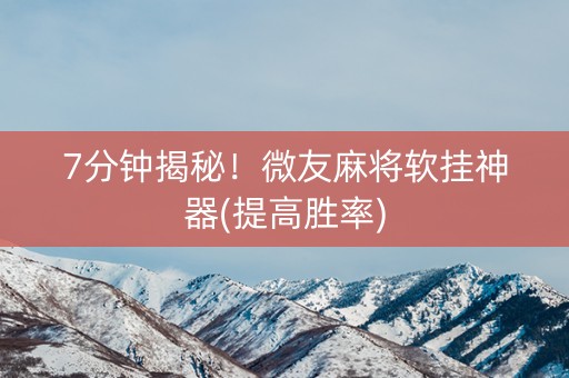 7分钟揭秘！微友麻将软挂神器(提高胜率)