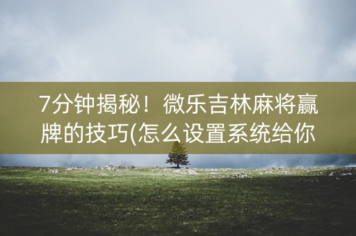 7分钟揭秘！微乐吉林麻将赢牌的技巧(怎么设置系统给你好牌)