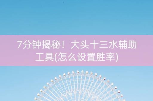 7分钟揭秘！大头十三水辅助工具(怎么设置胜率)