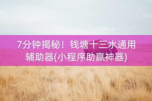7分钟揭秘！钱塘十三水通用辅助器(小程序助赢神器)