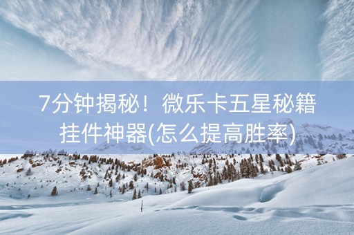 7分钟揭秘！微乐卡五星秘籍挂件神器(怎么提高胜率)