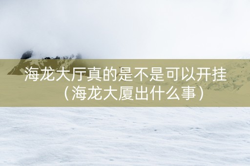 海龙大厅真的是不是可以开挂（海龙大厦出什么事）