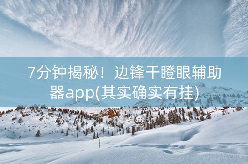 7分钟揭秘！边锋干瞪眼辅助器app(其实确实有挂)