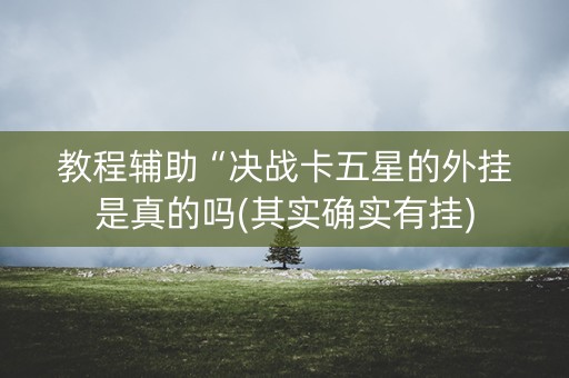 教程辅助“决战卡五星的外挂是真的吗(其实确实有挂)