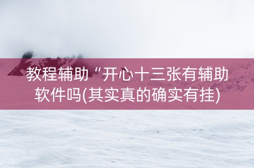 教程辅助“开心十三张有辅助软件吗(其实真的确实有挂)