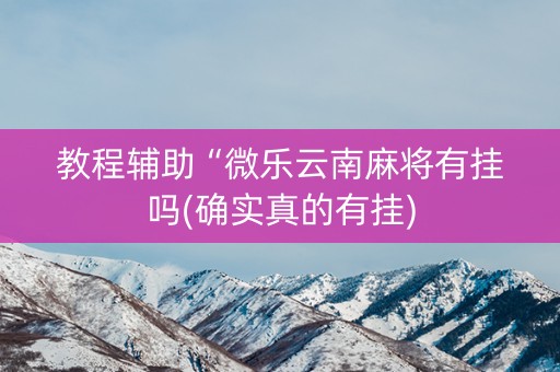 教程辅助“微乐云南麻将有挂吗(确实真的有挂)