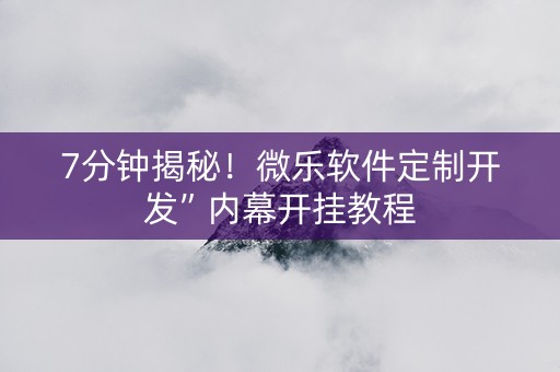 7分钟揭秘！微乐软件定制开发”内幕开挂教程