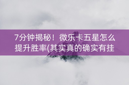 7分钟揭秘！微乐卡五星怎么提升胜率(其实真的确实有挂)