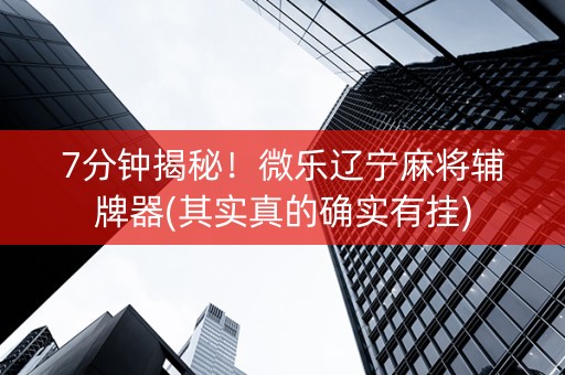 7分钟揭秘！微乐辽宁麻将辅牌器(其实真的确实有挂)