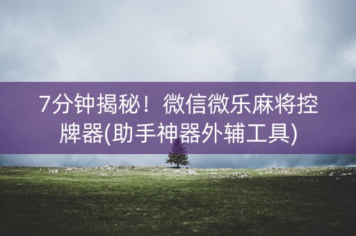 7分钟揭秘！微信微乐麻将控牌器(助手神器外辅工具)