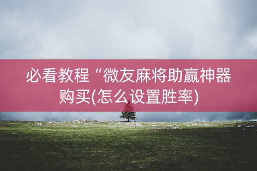 必看教程“微友麻将助赢神器购买(怎么设置胜率)
