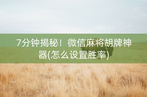 7分钟揭秘！微信麻将胡牌神器(怎么设置胜率)