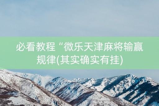 必看教程“微乐天津麻将输赢规律(其实确实有挂)