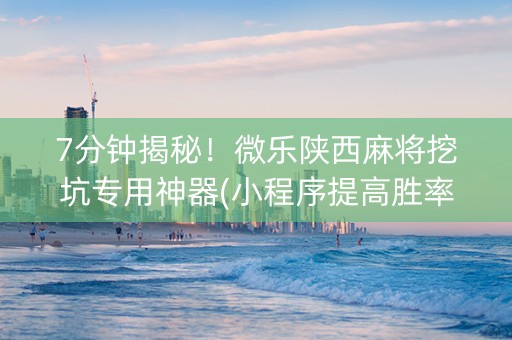 7分钟揭秘！微乐陕西麻将挖坑专用神器(小程序提高胜率)