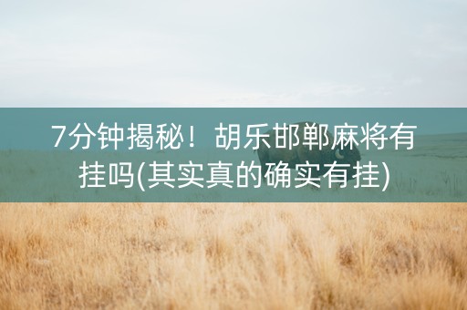7分钟揭秘！胡乐邯郸麻将有挂吗(其实真的确实有挂)
