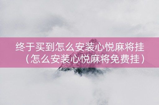 终于买到怎么安装心悦麻将挂（怎么安装心悦麻将免费挂）