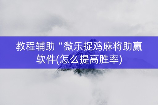 教程辅助“微乐捉鸡麻将助赢软件(怎么提高胜率)