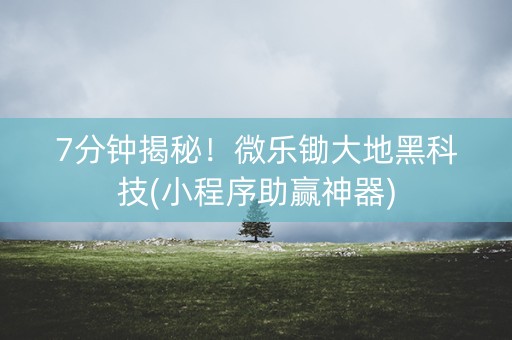 7分钟揭秘！微乐锄大地黑科技(小程序助赢神器)