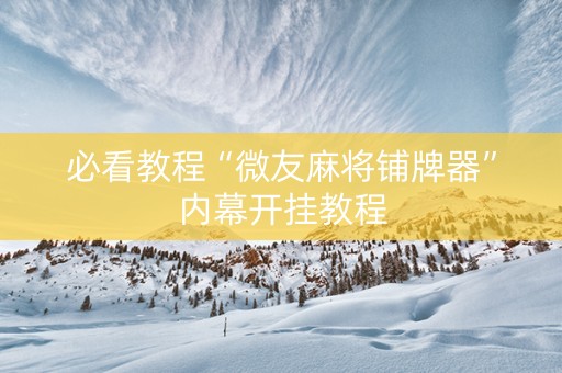 必看教程“微友麻将铺牌器”内幕开挂教程