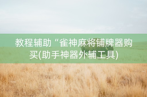 教程辅助“雀神麻将铺牌器购买(助手神器外辅工具)