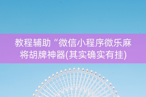 教程辅助“微信小程序微乐麻将胡牌神器(其实确实有挂)