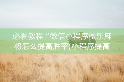 必看教程“微信小程序微乐麻将怎么提高胜率(小程序提高胜率)