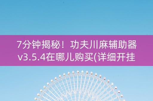 7分钟揭秘！功夫川麻辅助器v3.5.4在哪儿购买(详细开挂教程)