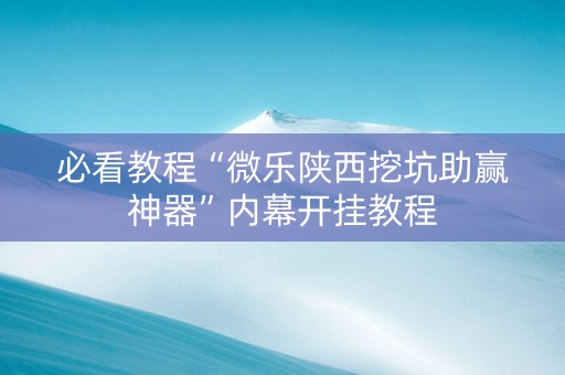 必看教程“微乐陕西挖坑助赢神器”内幕开挂教程