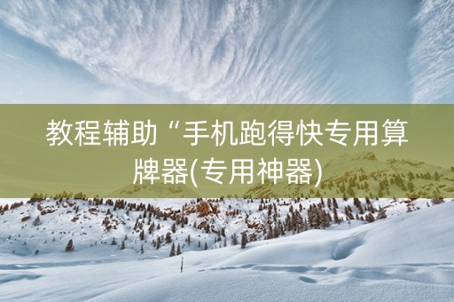 教程辅助“手机跑得快专用算牌器(专用神器)