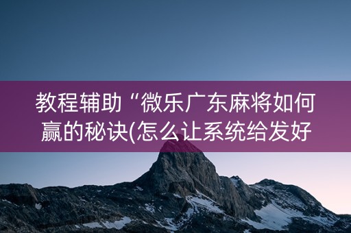 教程辅助“微乐广东麻将如何赢的秘诀(怎么让系统给发好牌)